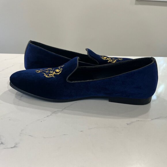 Fulinken Men's Velvet and Leather Blue Loafer Size 46 or 12 US - Picture 6 of 10